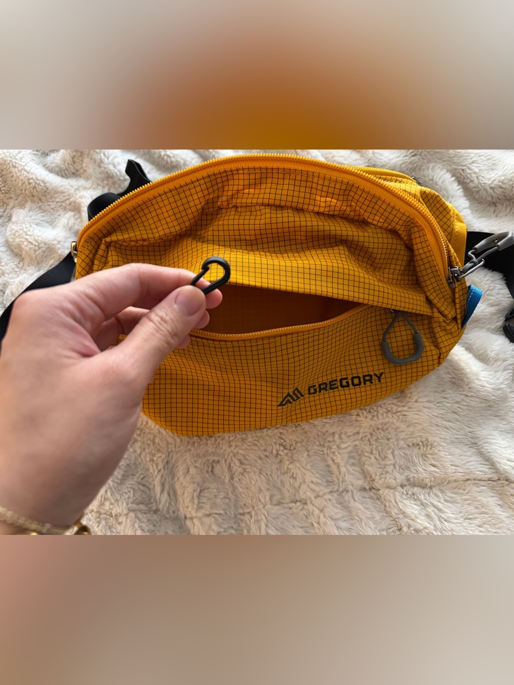 Gregory Yellow Grid Ripstop Waist Bag with Adjustable Black Strap - Picture 6 of 8